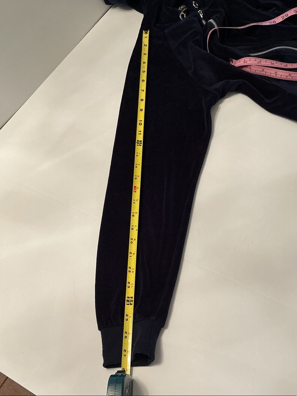 Vintage Y2K Juicy Couture Navy Velour Zip Hoodie Joggers Tracksuit Sz L fits S - Picture 10 of 14